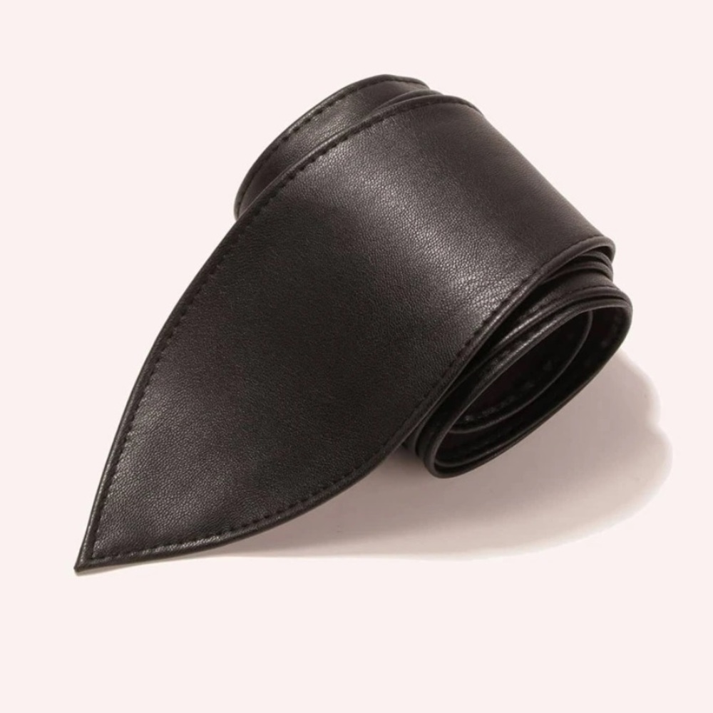 Faux black leather Obi minimalist belt 12-14 - Picture 2 of 3